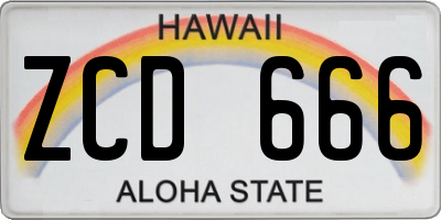 HI license plate ZCD666