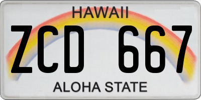 HI license plate ZCD667