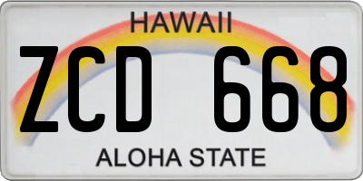 HI license plate ZCD668