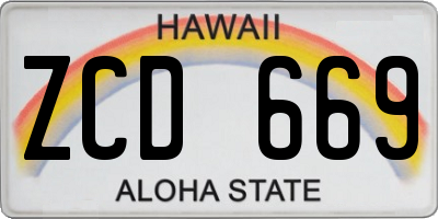 HI license plate ZCD669