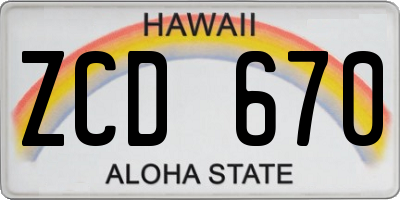 HI license plate ZCD670