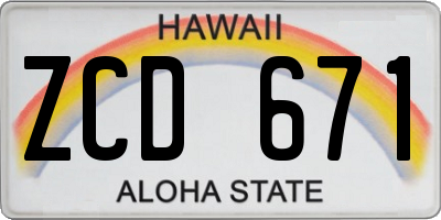 HI license plate ZCD671