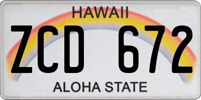 HI license plate ZCD672