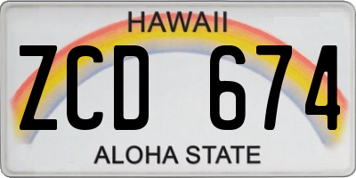 HI license plate ZCD674