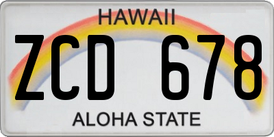 HI license plate ZCD678