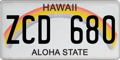 HI license plate ZCD680