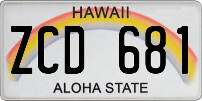 HI license plate ZCD681