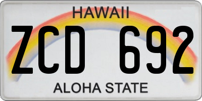 HI license plate ZCD692