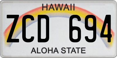 HI license plate ZCD694