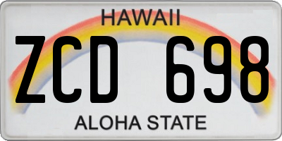 HI license plate ZCD698