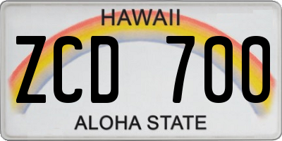 HI license plate ZCD700