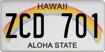 HI license plate ZCD701