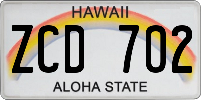 HI license plate ZCD702