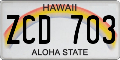 HI license plate ZCD703