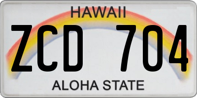 HI license plate ZCD704