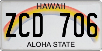 HI license plate ZCD706