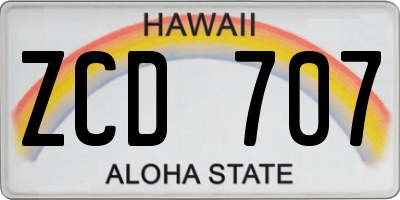 HI license plate ZCD707