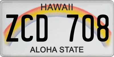 HI license plate ZCD708