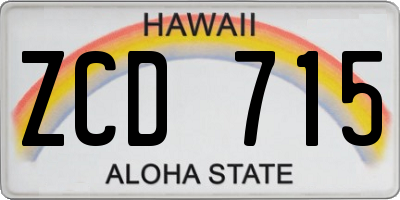 HI license plate ZCD715