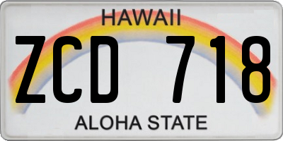 HI license plate ZCD718