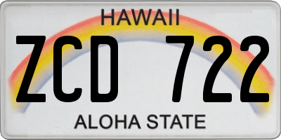 HI license plate ZCD722