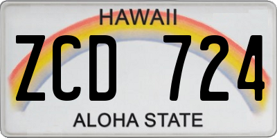 HI license plate ZCD724