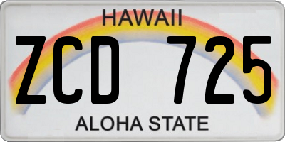 HI license plate ZCD725