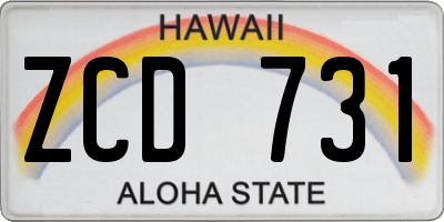 HI license plate ZCD731