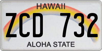 HI license plate ZCD732