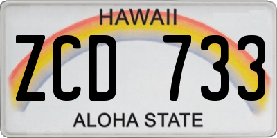 HI license plate ZCD733