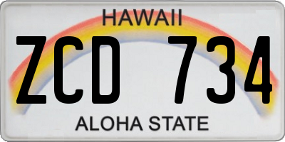 HI license plate ZCD734