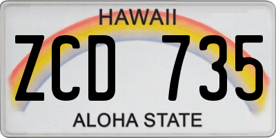 HI license plate ZCD735