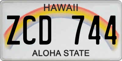 HI license plate ZCD744