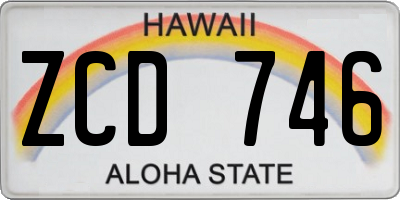 HI license plate ZCD746