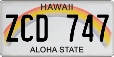 HI license plate ZCD747