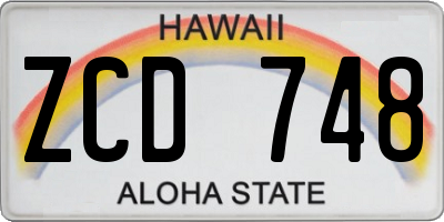 HI license plate ZCD748