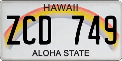 HI license plate ZCD749