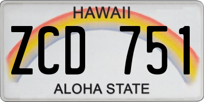 HI license plate ZCD751