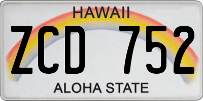 HI license plate ZCD752
