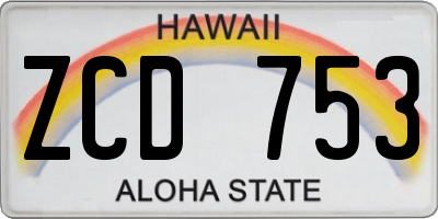 HI license plate ZCD753
