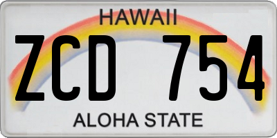 HI license plate ZCD754