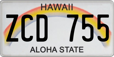 HI license plate ZCD755