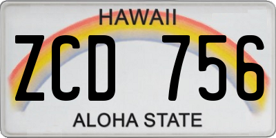 HI license plate ZCD756