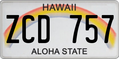 HI license plate ZCD757