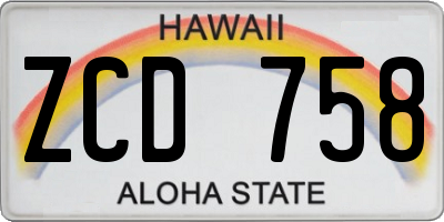 HI license plate ZCD758
