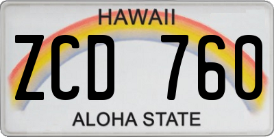 HI license plate ZCD760