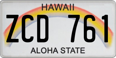 HI license plate ZCD761