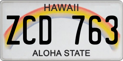 HI license plate ZCD763