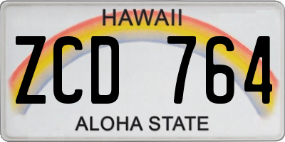 HI license plate ZCD764