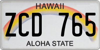 HI license plate ZCD765